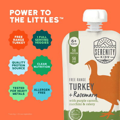 Serenity Kids, Free Range Turkey + Rosemary with Purple Carrots, Zucchini & Celery, 6+ Months, 3.5 oz (99 g)