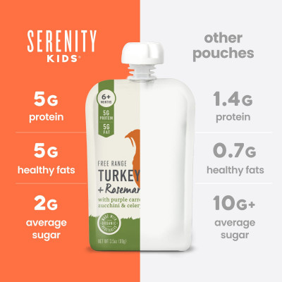 Serenity Kids, Free Range Turkey + Rosemary with Purple Carrots, Zucchini & Celery, 6+ Months, 3.5 oz (99 g)