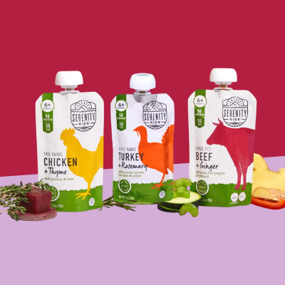 Serenity Kids, Grass Fed Beef + Ginger with Pea, Bell Pepper & Broccoli, 6+ Months, 3.5 oz (99 g)