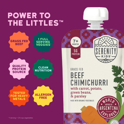 Serenity Kids, Grass Fed Beef Chimichurri with Carrot, Potato, Green Beans & Parsley, 7+ Months, 3.5 oz (99 g)
