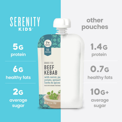 Serenity Kids, Grass Fed Beef Kabab with Carrot, Parsnip, Potato, Spinach, Herbs & Spices, 7+ Months, 3.5 oz (99 g)