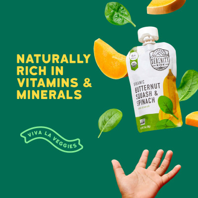 Serenity Kids, Organic Butternut Squash & Spinach with Olive Oil, 6+ Months, 3.5 oz (99 g)