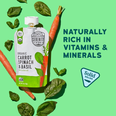 Serenity Kids, Organic Carrot, Spinach & Basil with Olive Oil, 6+ Months, 3.5 oz (99 g)