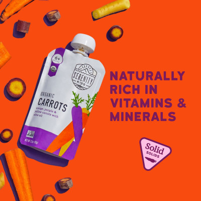 Serenity Kids, Organic Carrots, 6+ Months, Orange, Purple & Yellow Carrots with Olive Oil, 3.5 oz (99 g)