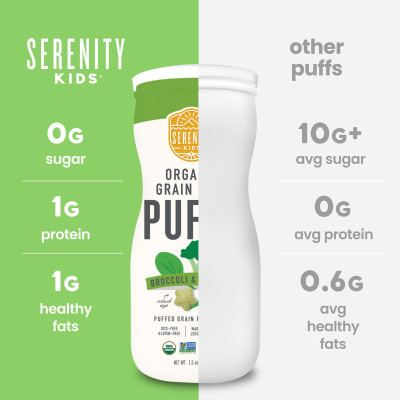 Serenity Kids, Organic Grain Free Puffs, Broccoli & Spinach, 1.5 oz (42 g)