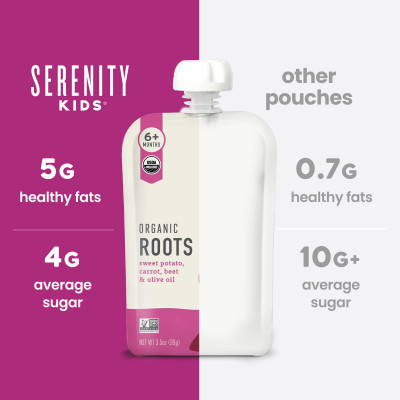 Serenity Kids, Organic Roots, Sweet Potato, Carrot, Beet & Olive Oil, 6+ Months, 3.5 oz (99 g)