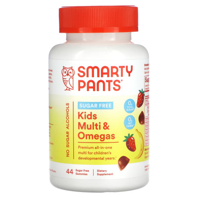 SmartyPants, Kids Multi & Omegas, Sugar Free, Strawberry Banana, 44 Gummies
