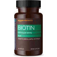 Amazon Elements Vegan Biotin 5000 mcg - Hair, Skin, Nails, 130 Capsules (4 month supply) (Packaging may vary)