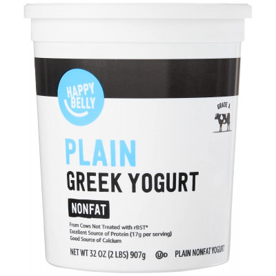 Amazon Brand - Happy Belly Greek Non-Fat Plain Yogurt, 32 Ounce