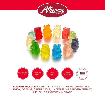 Albanese World's Best 12 Flavor Gummi Bears, 5lbs of Candy