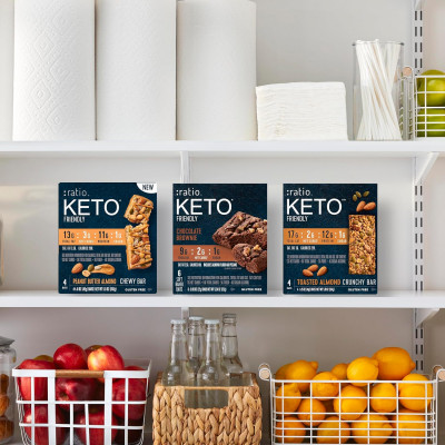 :ratio KETO Friendly Soft Baked Bars, Chocolate Brownie, Keto Snacks, 6 ct