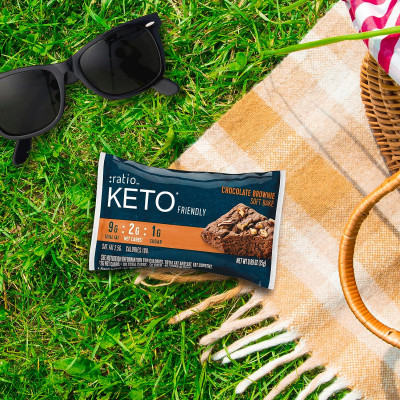 :ratio KETO Friendly Soft Baked Bars, Chocolate Brownie, Keto Snacks, 6 ct