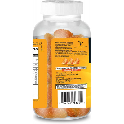 Airborne 750mg Vitamin C Gummies For Adults, Immune Support Supplement with Powerful Antioxidants Vitamins C & E - 63 Gummies, Zesty Orange Flavor