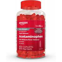 Amazon Basic Care Rapid Release Acetaminophen Caplets 500 mg, Extra Strength Pain Reliever and Fever Reducer, 400 Count