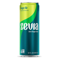 Zevia Zero Calorie Soda, Ginger Ale, 12 Ounce Sleek Can