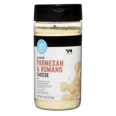 Amazon Brand - Happy Belly Grated Parmesan and Romano Cheese Shaker, 8 Oz