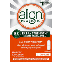 Align Probiotic Extra Strength, Probiotics for Women and Men, #1 Doctor Recommended Brand‡, 5X More Good Bacteria^ to Help Support a Healthy Digestive System*, 21 Capsules