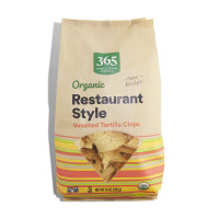 365 by Whole Foods Market, Organic Restaurant Style White Corn Tortilla Chips Unsalted, 14 Ounce