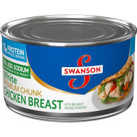 Swanson 35% Less Sodium White Premium Chunk Canned Chicken Breast in Water, Fully Cooked Chicken, 12.5 OZ Can