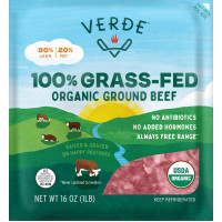 Verde Farms Organic 100% Grass-Fed Ground Beef 80/20, 1 lb