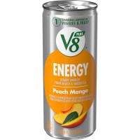 V8 +ENERGY Peach Mango Energy Drink, Made with Real Vegetable and Fruit Juices, 8 FL OZ Can