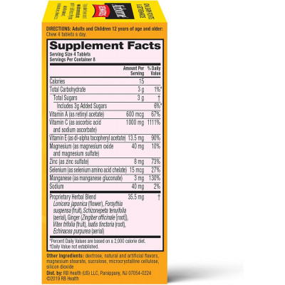 Airborne 1000mg Vitamin C Chewable Tablets with Zinc, Immune Support Supplement with Powerful Antioxidants Vitamins A C & E - 32 Chewable Tablets, Citrus Flavor