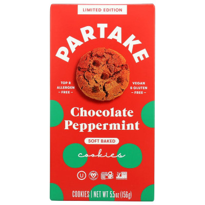 PARTAKE FOODS Soft Baked Chocolate Peppermint Cookies, 5.5 OZ