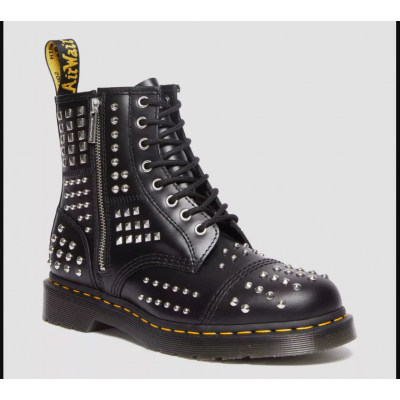 1460 STUDDED ZIP ATLAS LEATHER LACE UP BOOTS