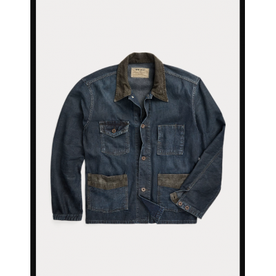 Corduroy-Trim Indigo Denim Shirt Jacket