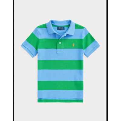 Striped Cotton Mesh Polo Shirt