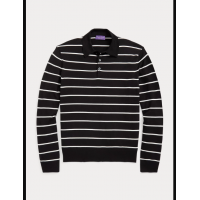 Striped Wool Polo-Collar Sweater