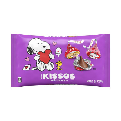 HERSHEY'S KISSES Milk Chocolate Snoopy and Friends, Valentine's Day Candy Bag, 9.5 oz