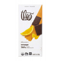 Theo Chocolate Orange Organic Dark Chocolate Bar, 70% Cacao, 1 Bar | Vegan, Fair Trade