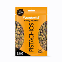 Wonderful Pistachios No Shells, Honey Roasted Nuts, 5.5 Ounce Resealable Bag, Protein Snack, On-the Go Snack