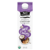 So Delicious Dairy Free Coconut Milk Creamer, Sweet & Creamy, Vegan, Organic, Non-GMO, Creamy Plant Based Coffee Creamer, 32 FL OZ Carton