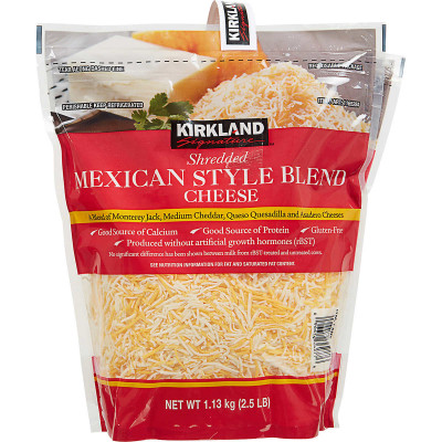 Kirkland Signature Mexican Style Four Cheese Blend, Shredded, 2.5 lbs, 2 ct