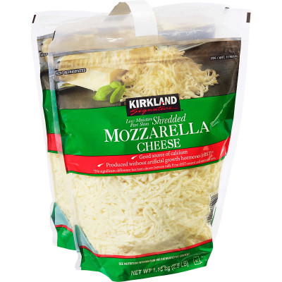 Kirkland Signature Mozzarella Cheese, Shredded, 2.5 lbs, 2 ct