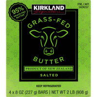 Kirkland Signature Grass-Fed Butter, Salted, 8 oz, 4 ct
