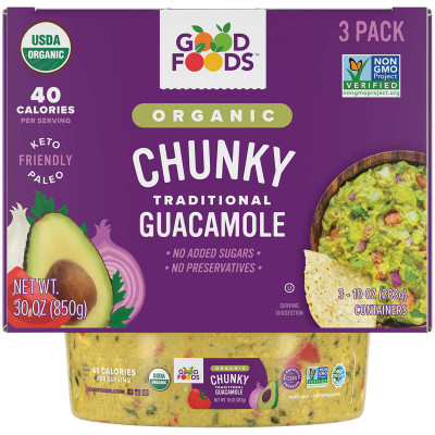 Good Foods Chunky Traditional Guacamole, 10 oz, 3 ct