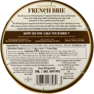 Kirkland Signature Isigny Ste Mere Imported French Brie, 21.16 oz