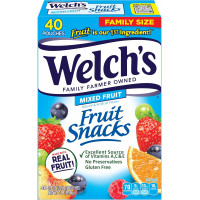 Welch's Fruit Snacks, Mixed Fruit, Perfect Halloween Candy Bulk Pack, Gluten Free, Individual Single Serve Bags, 0.8 oz (Pack of 40)