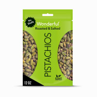 Wonderful Pistachios, No Shells, Roasted and Salted Nuts, 12 Ounce Resealable Bag, Good Source of Protein, Gluten Free, On-the Go-Snack