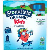 Stonyfield Organic, Kids Lowfat Yogurt Pouches 3.5 oz. Each Ct – Includes Live Active Cultures, Strawberry, 14 Ounce, (Pack of 4)