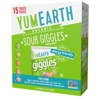 YumEarth Organic Sour Giggles Chewy Candy Bites - Fruit Flavored Snack Packs - Allergy Friendly, Gluten Free, Non-GMO, Vegan, No Artificial Flavors or Dyes, 7.5 oz. (Pack of 15)