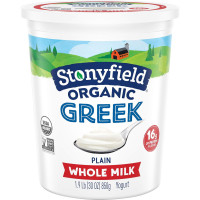 Stonyfield Organic Greek Whole Milk Yogurt, Plain, High in Protein (16g), Multiserving Snack & Cooking Substitute, 30 Oz