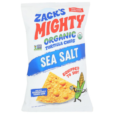 Zack’s Mighty Organic Tortilla Chips, Non-GMO, Gluten-Free, Sturdy for Dipping, 9 Ounce Bag