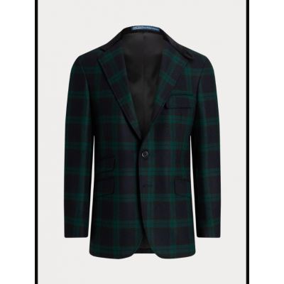 Polo Plaid Wool Velvet-Collar Jacket