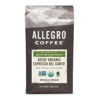 Allegro Coffee Decaf Organic Espresso Bel Canto Whole Bean Coffee, 12 oz