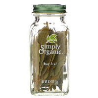 Simply Organic Whole Bay Leaf, 0.14 Ounce Glass Jar, Kosher, Sweet, Earthy Aroma, No ETO, Non GMO