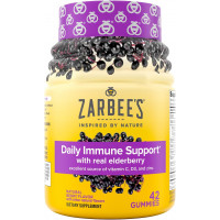 Zarbee's Elderberry Gummy Daily Immune Support Supplement with Vitamins A, C, D, E & Zinc, Black Elderberry Fruit Extract, Natural Berry Flavor, 42 Count